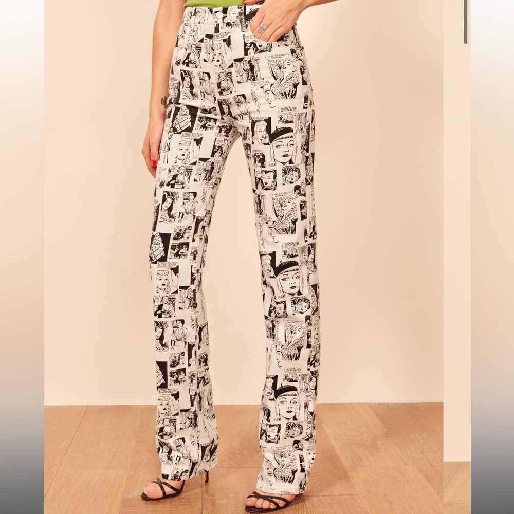 Reformation newsprint high rise straight jeans